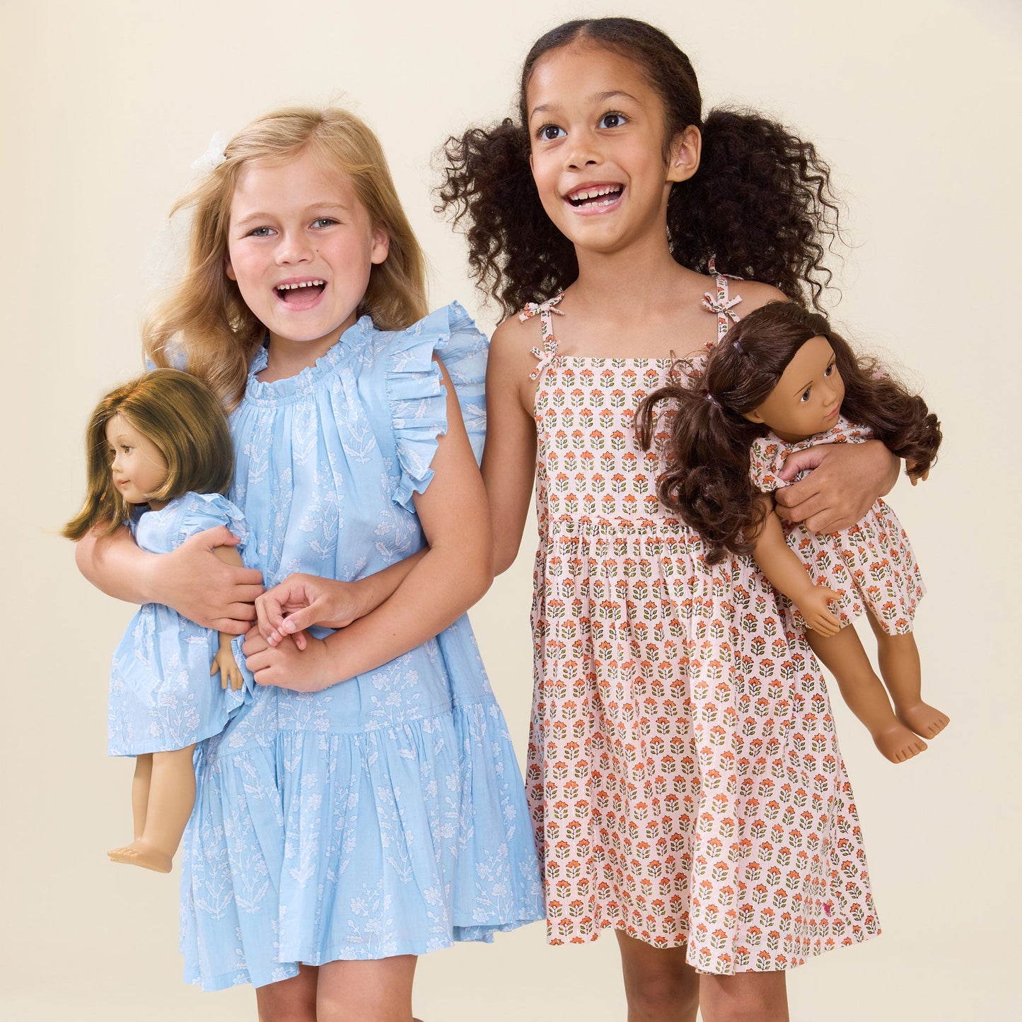 Doll Elsie Dress - Blue Dewdrop Block Print