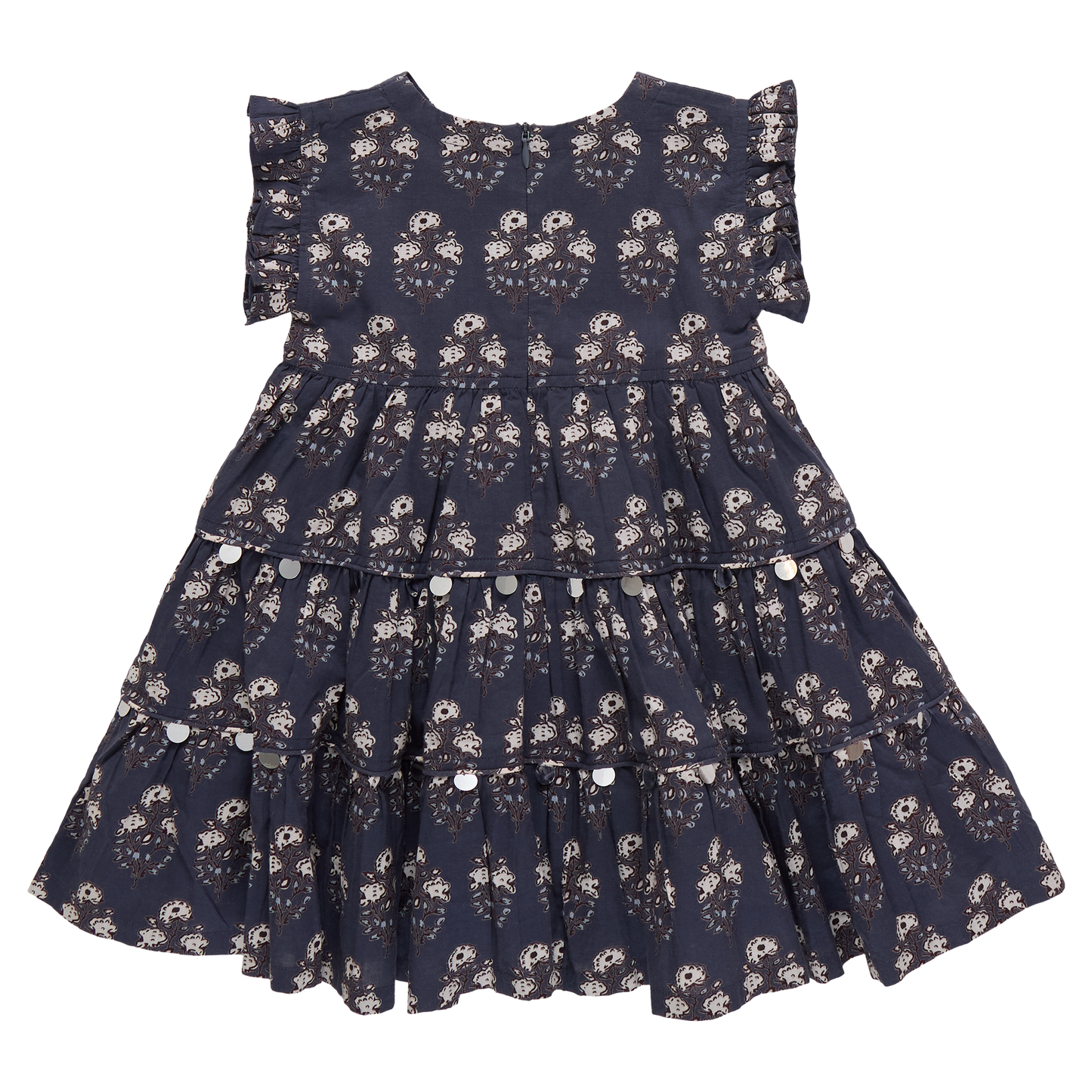 Girls Peachy Dress - Navy Strawflower