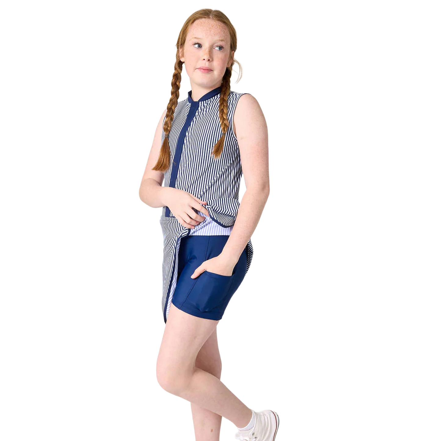 Tennis Dress - Navy Thin Stripe