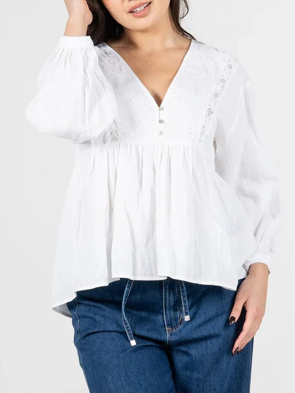 C'EST MOI Long Sleeve Boho Blouse
