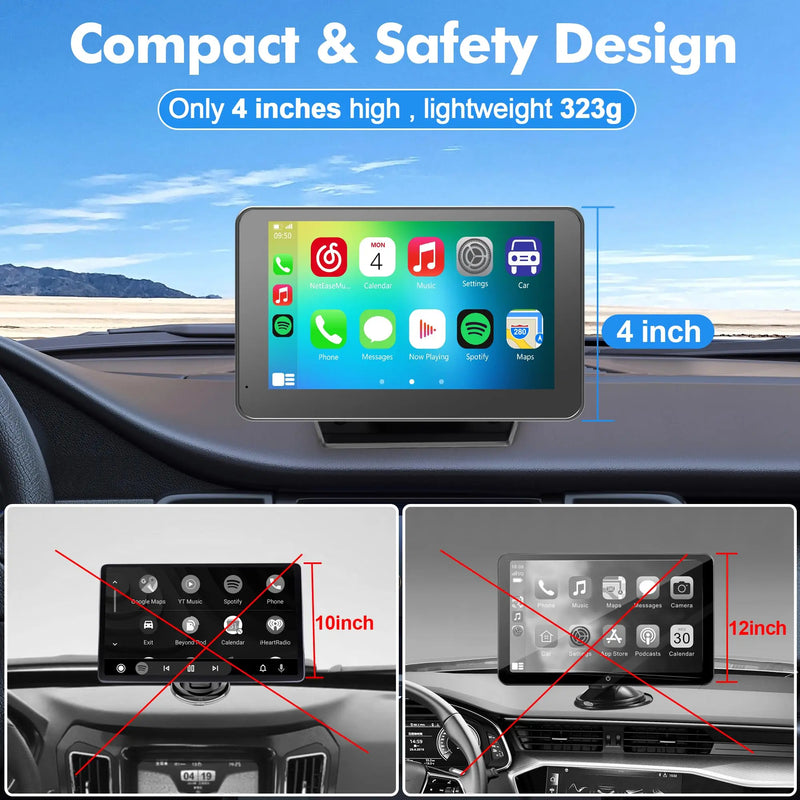 Wireless Car Screen with Touch Display for Android & iPhone