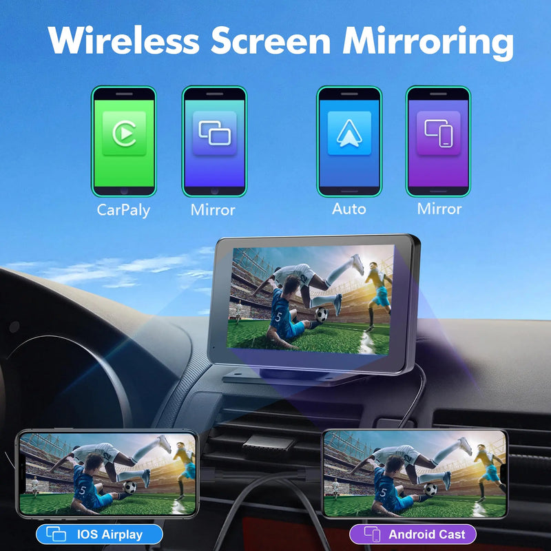 Wireless Car Screen with Touch Display for Android & iPhone