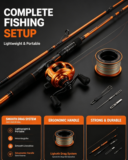 Carbon Fiber Casting Rod & Reel Combo | Lightweight Fishing Setup