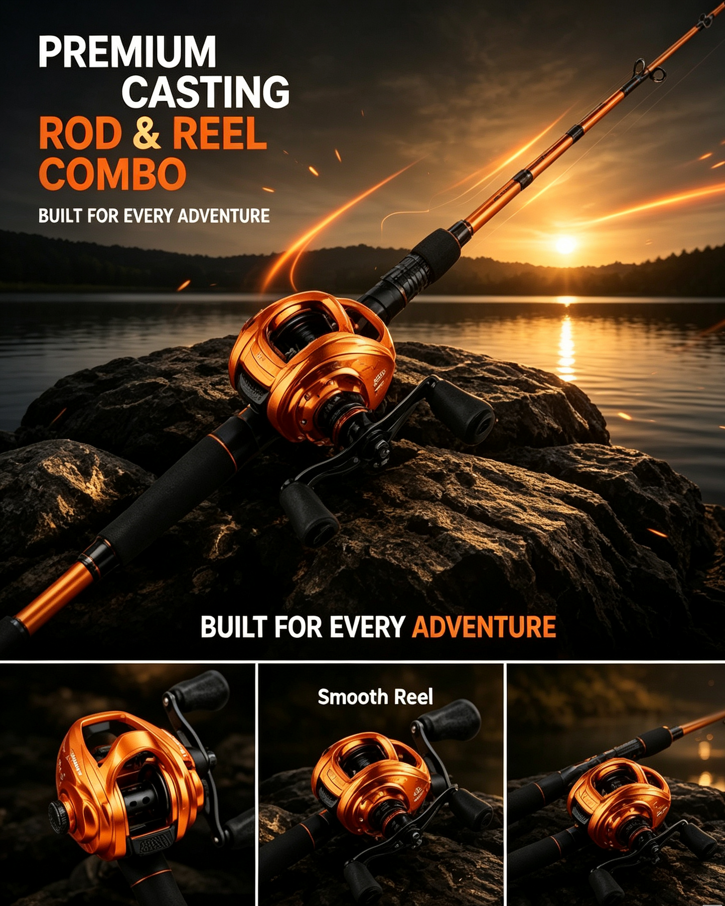 Carbon Fiber Casting Rod & Reel Combo | Lightweight Fishing Setup
