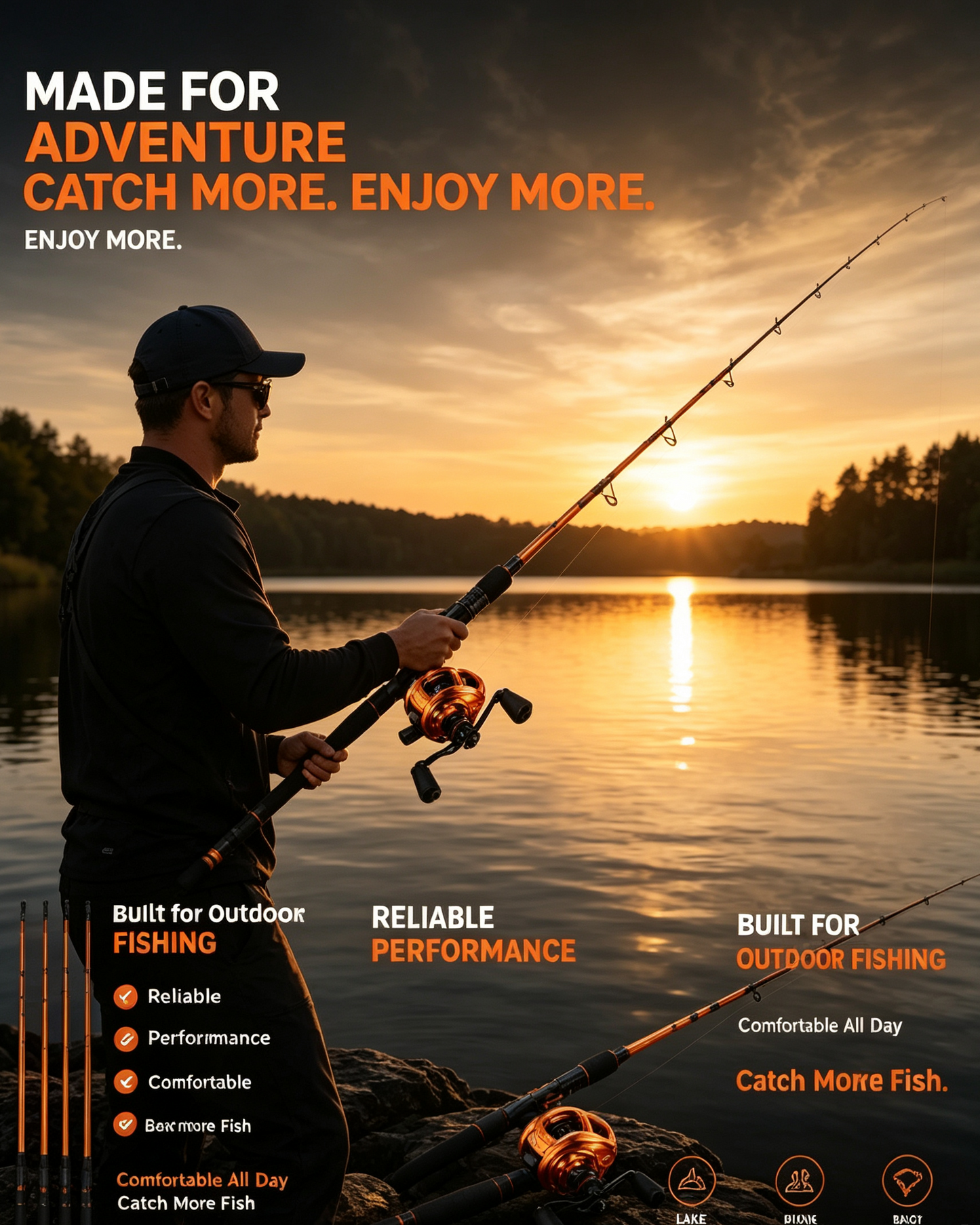 Carbon Fiber Casting Rod & Reel Combo | Lightweight Fishing Setup