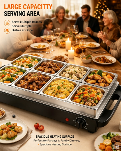 Electric Buffet Server & Food Warmer Tray with Adjustable Temperature Control