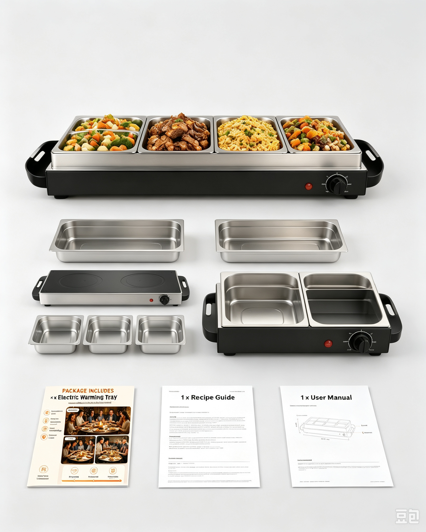 Electric Buffet Server & Food Warmer Tray with Adjustable Temperature Control