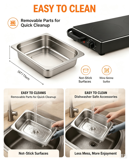 Electric Buffet Server & Food Warmer Tray with Adjustable Temperature Control