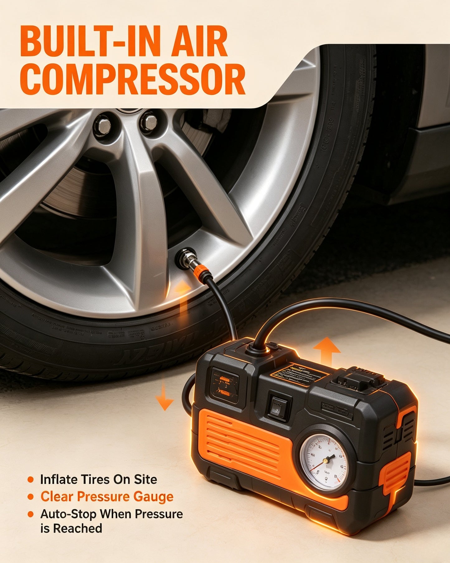 5-Ton Electric Car Jack Kit | Emergency Roadside Tire Change Tool With Impact Wrench