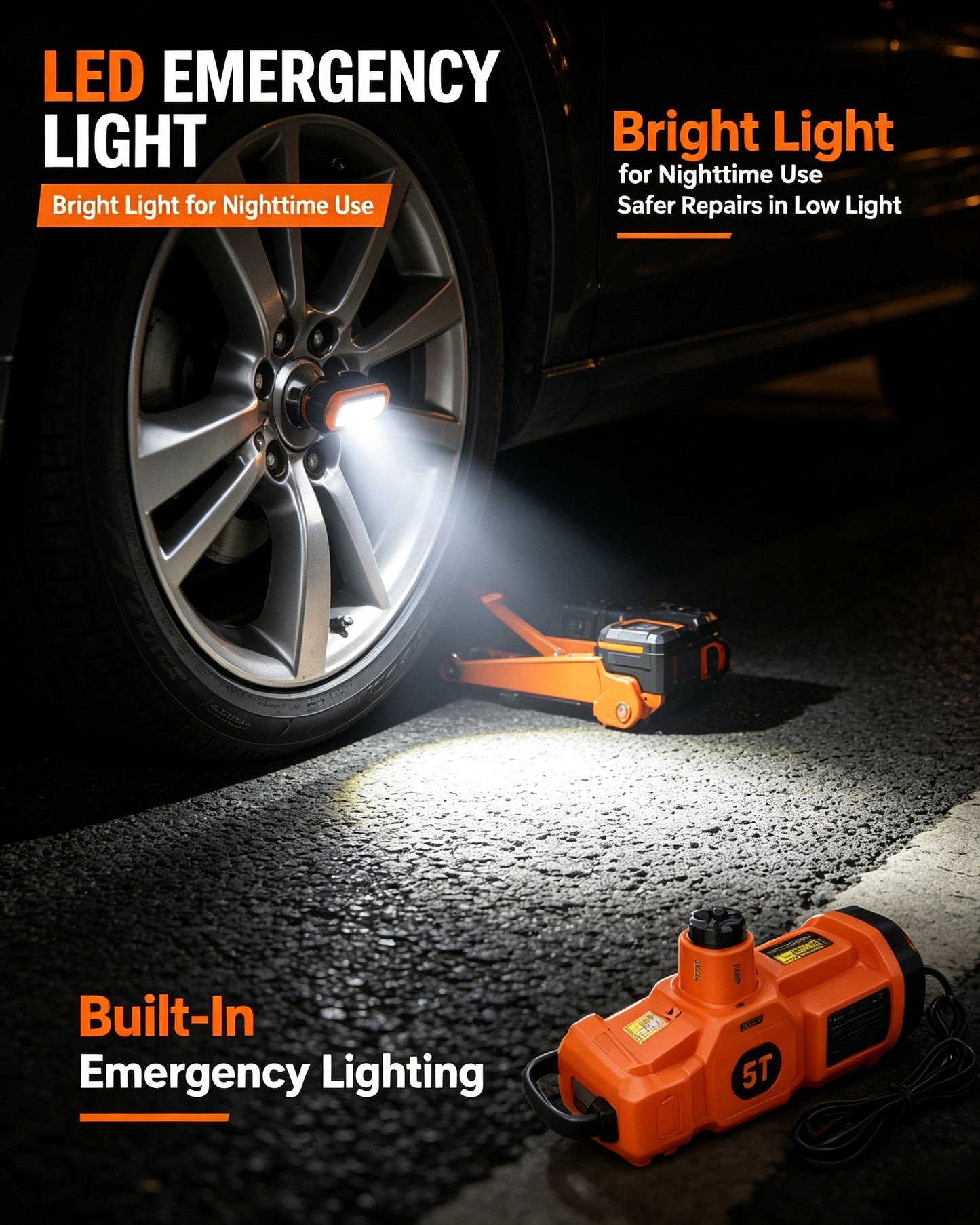 5-Ton Electric Car Jack Kit | Emergency Roadside Tire Change Tool With Impact Wrench