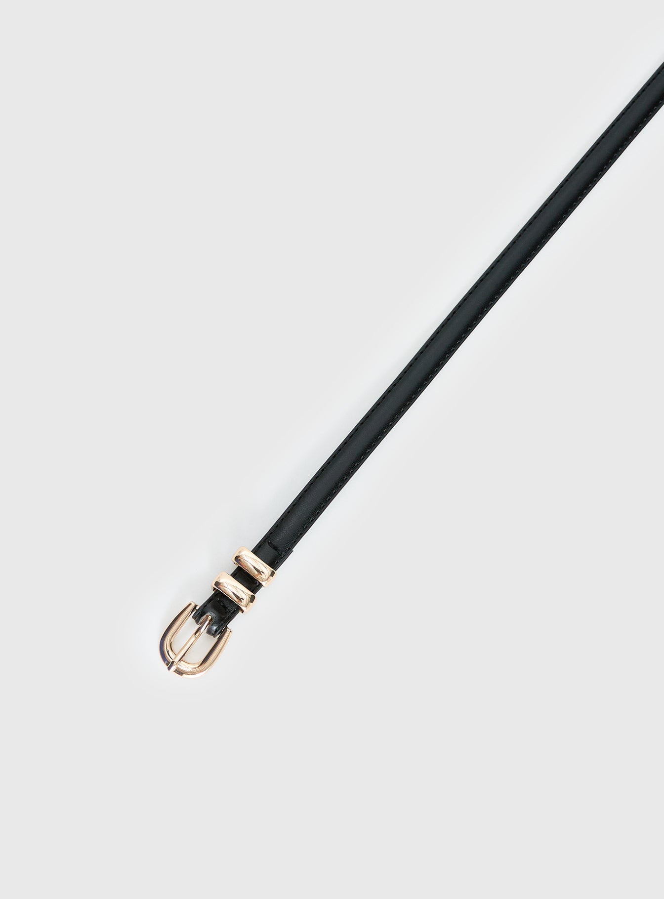 Antilles Faux Leather Micro Belt Black / Gold