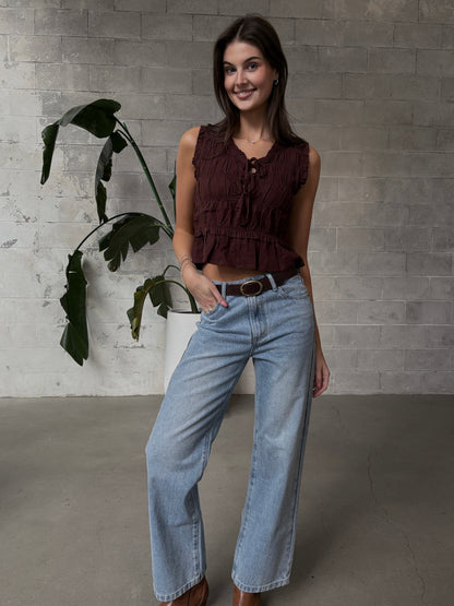 ONLY Linen Sleeveless Frill Top