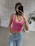 C'EST MOI Rib Deep Scoop Neck Tank