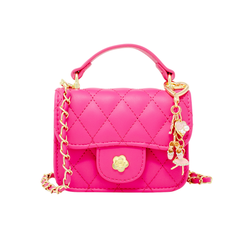 Tiny Quilted Ballet Charm Handbag - Hot Pink