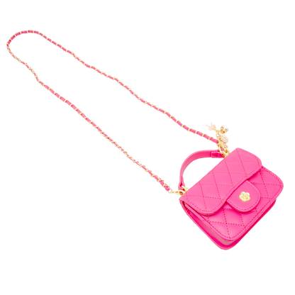 Tiny Quilted Ballet Charm Handbag - Hot Pink