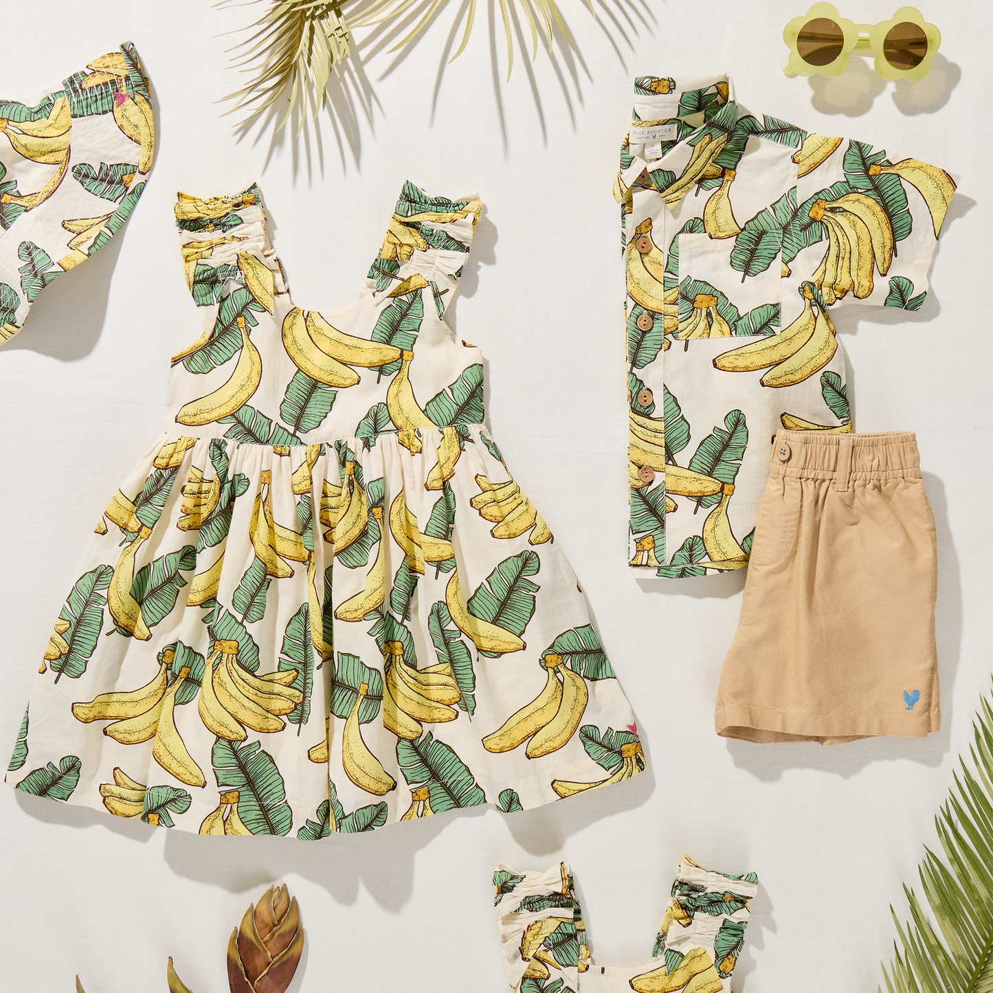 Baby Girls Sun Hat - Banana Leaves