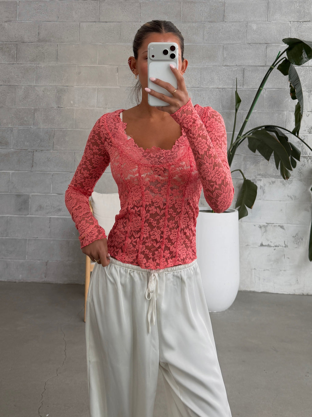 FREE PEOPLE All Night Lace Long Sleeve