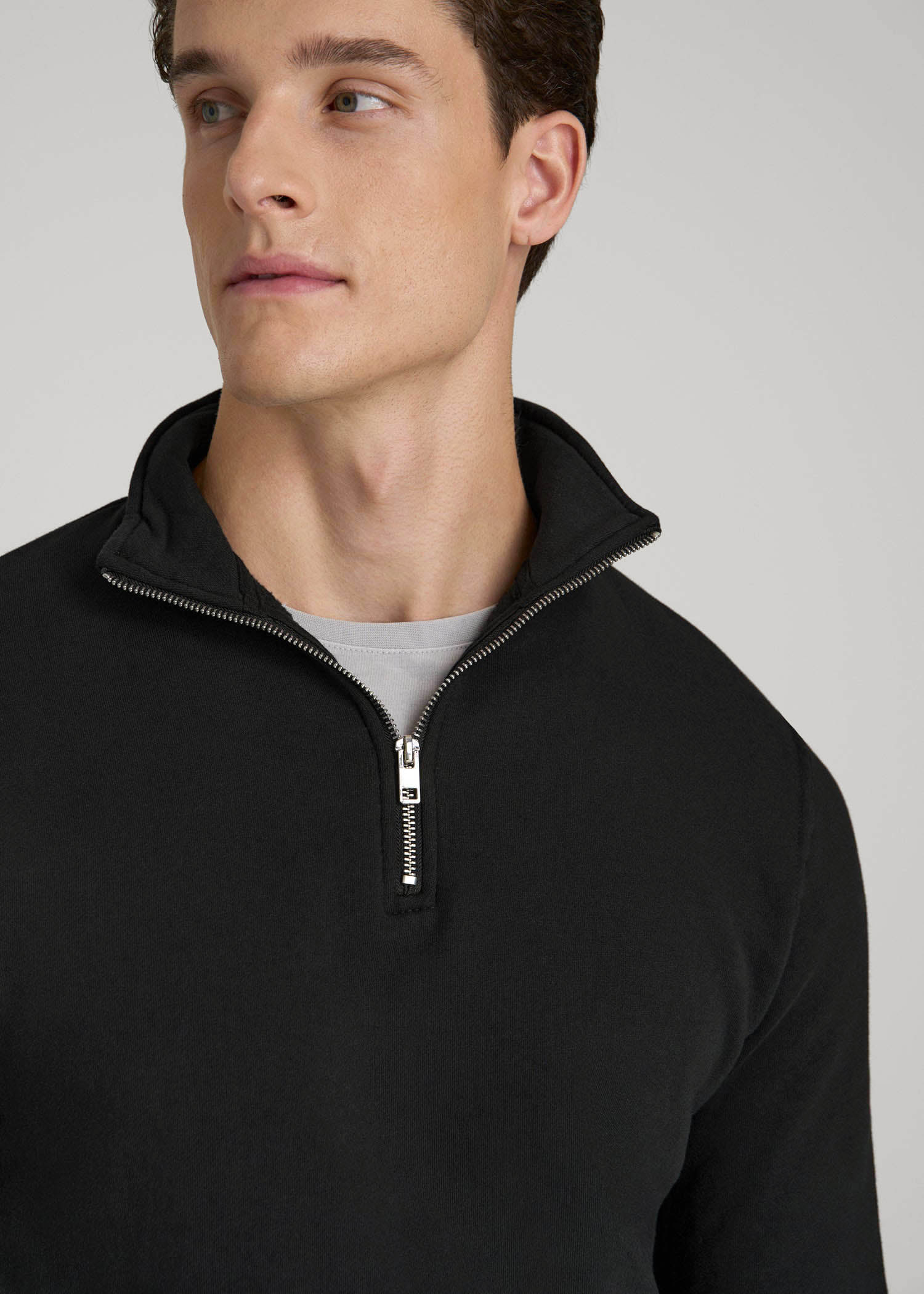 Wearever Fleece Quarter-Zip Sweatshirt for Tall Men in Black