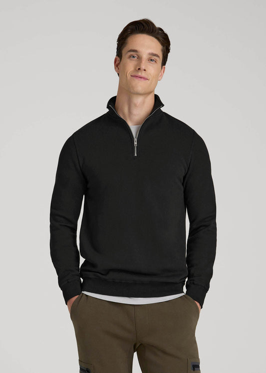 Wearever Fleece Quarter-Zip Sweatshirt for Tall Men in Black