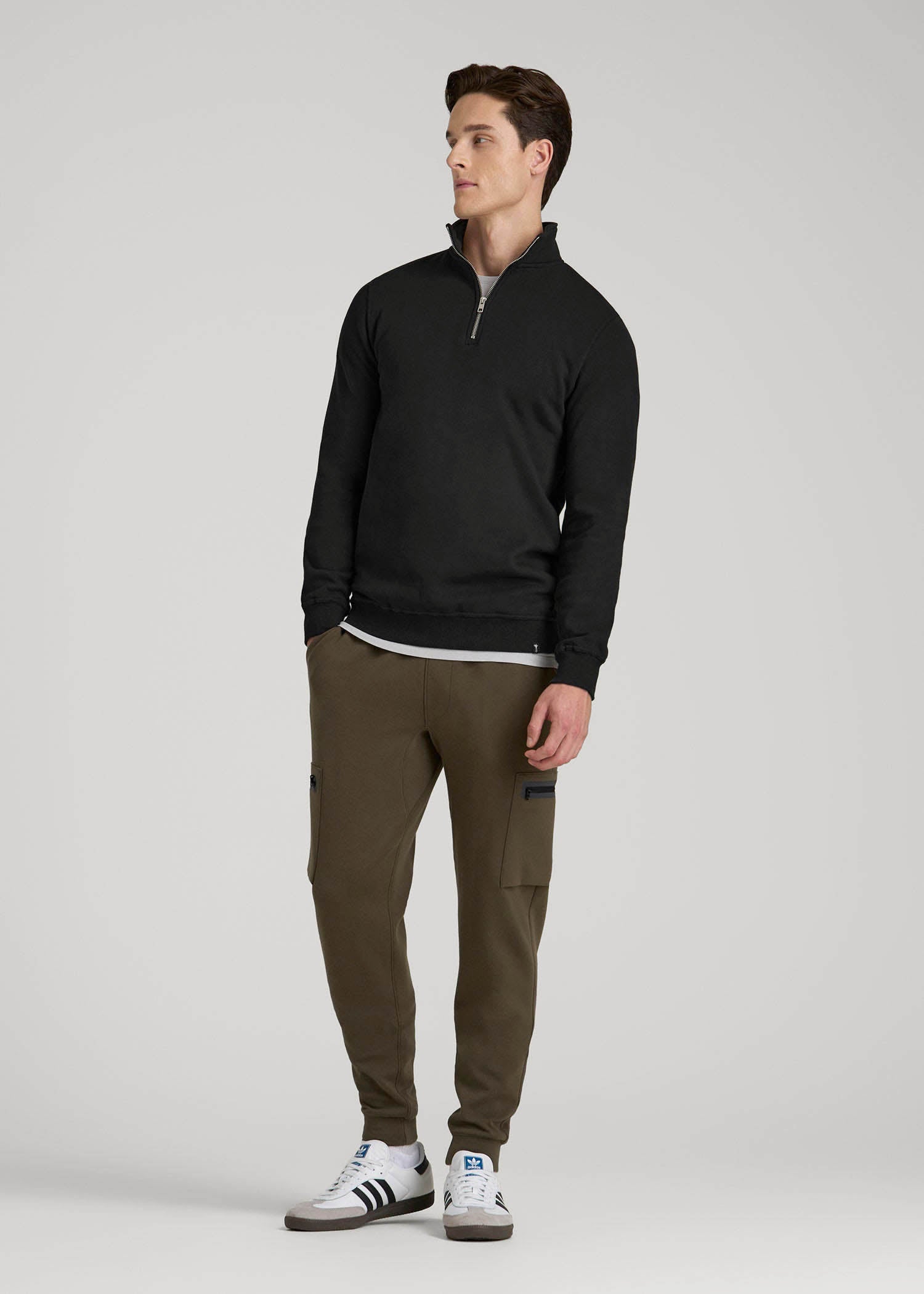 Wearever Fleece Quarter-Zip Sweatshirt for Tall Men in Black