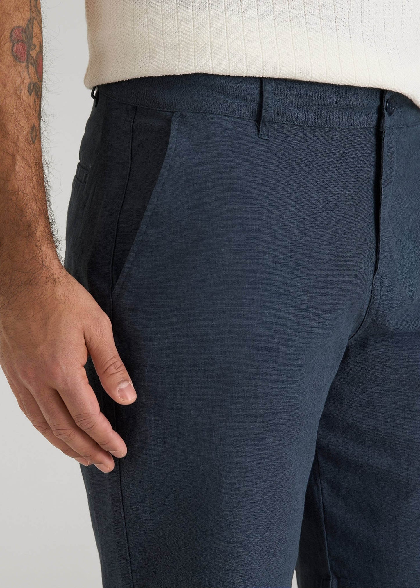 Linen Shorts For Tall Men in Chambray Linen