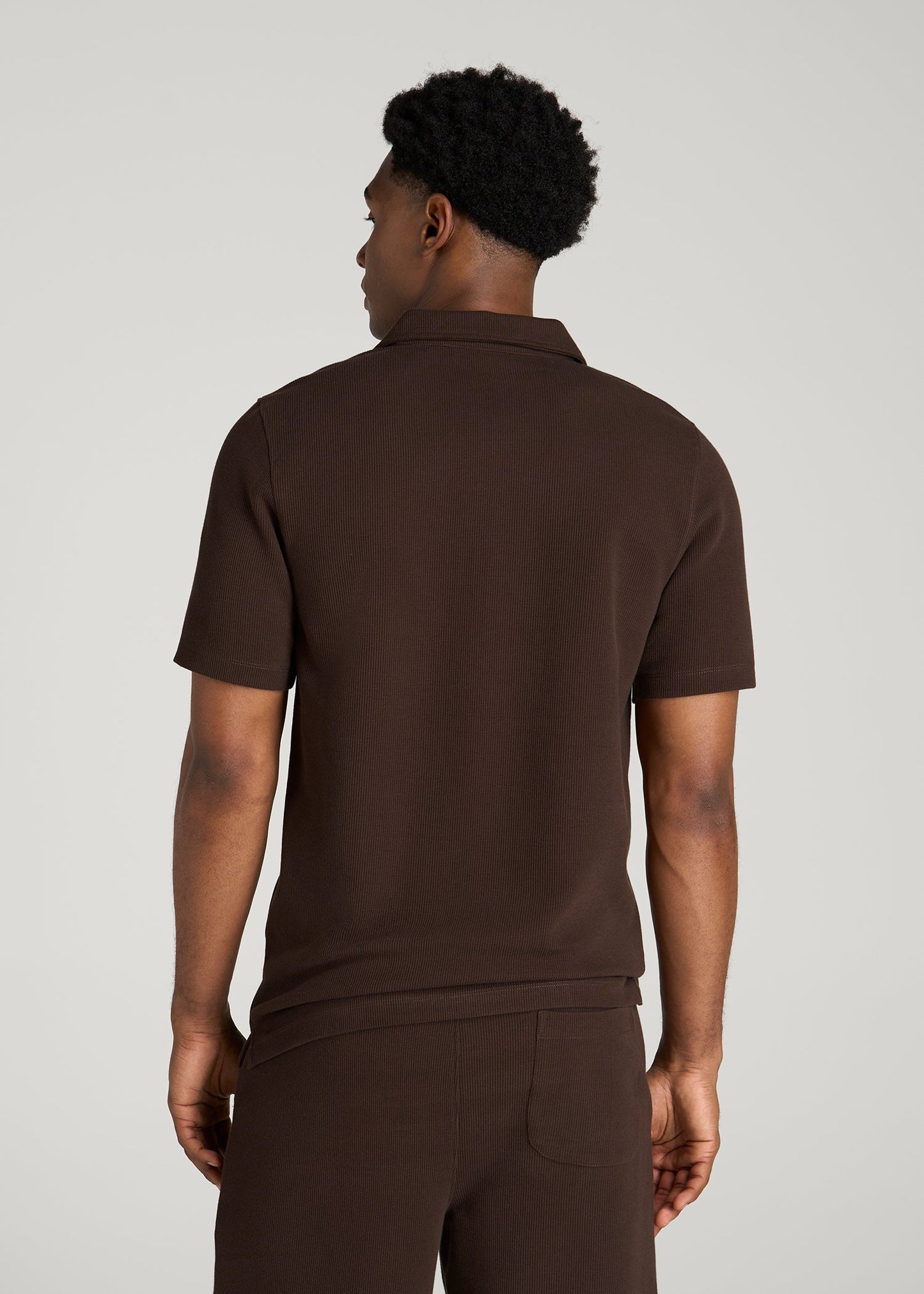 Micro Waffle Polo for Tall Men in Espresso