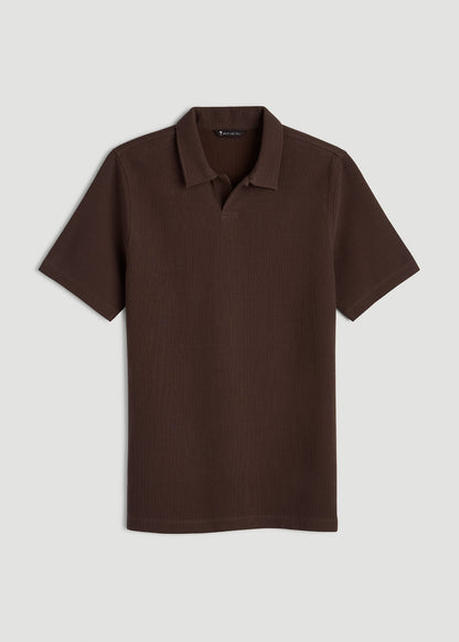 Micro Waffle Polo for Tall Men in Espresso