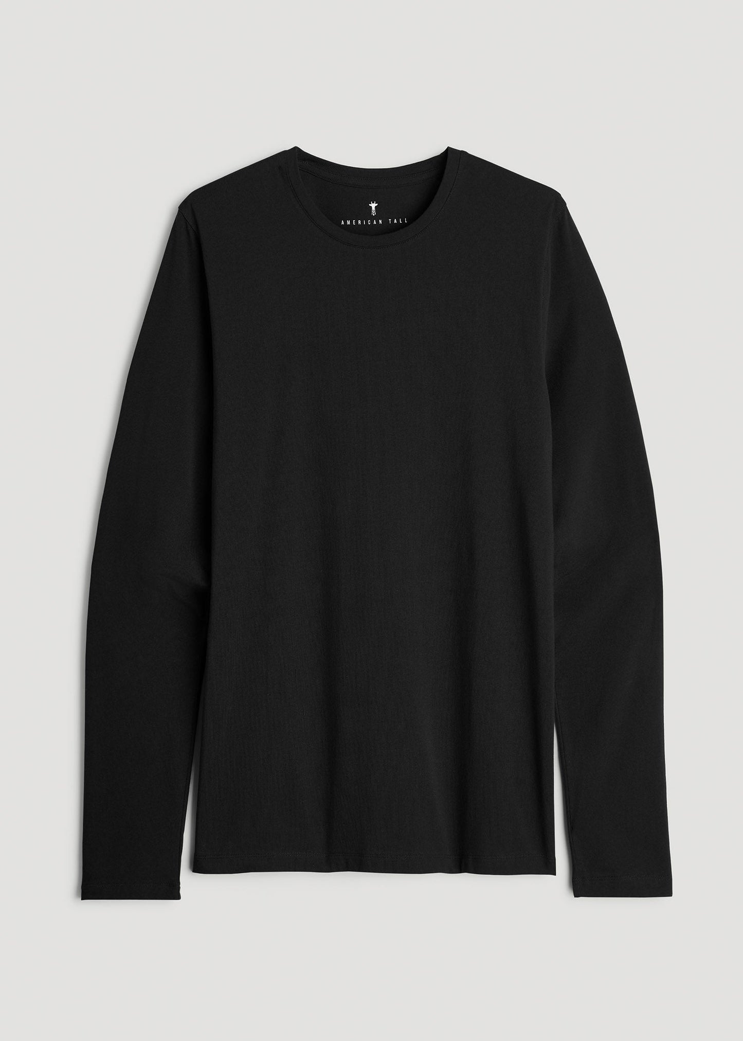 The Essential Modern Fit Crewneck Long Sleeve Tee for Tall Men in Black