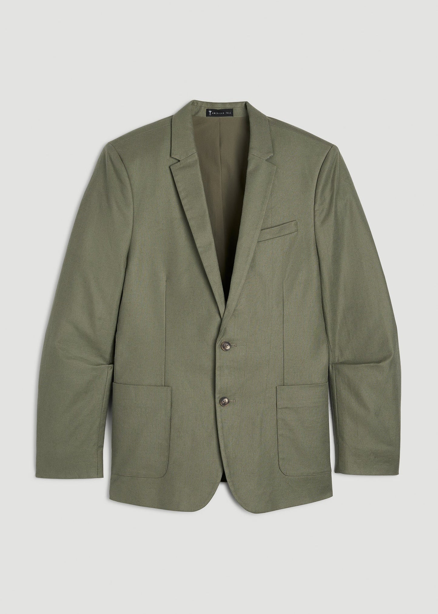 Stretch Cotton Linen Blend Blazer for Tall Men in Olive