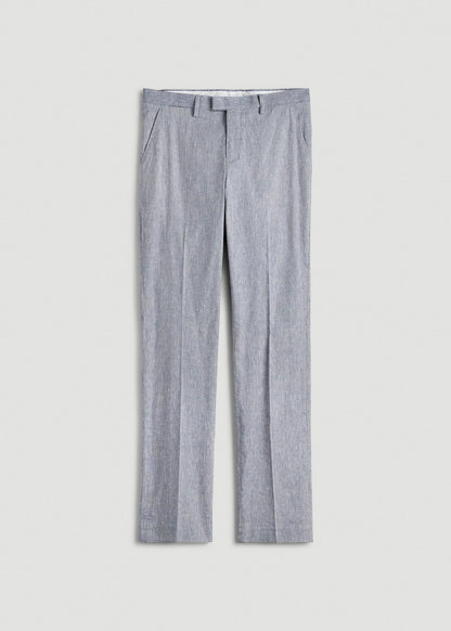 Stretch Linen Dress Pants for Tall Men in Navy Linen