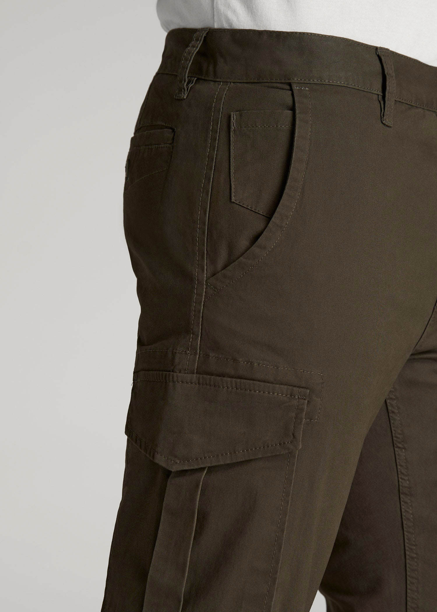 Stretch Twill SLIM-FIT Cargo Pants for Tall Men in Camo Green