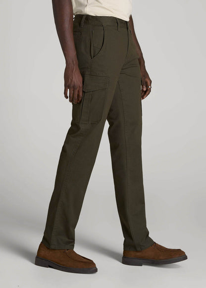 Stretch Twill SLIM-FIT Cargo Pants for Tall Men in Camo Green