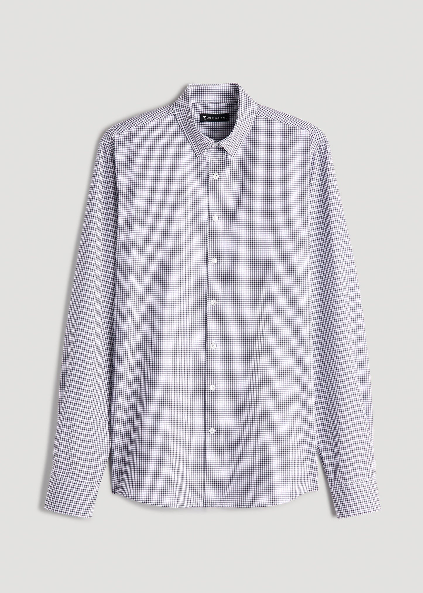 Traveler Stretch Dress Shirt in Plum and Black Grid