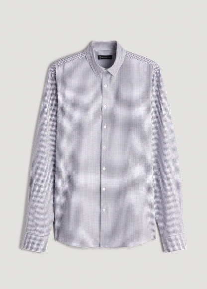 Traveler Stretch Dress Shirt in Plum and Black Grid