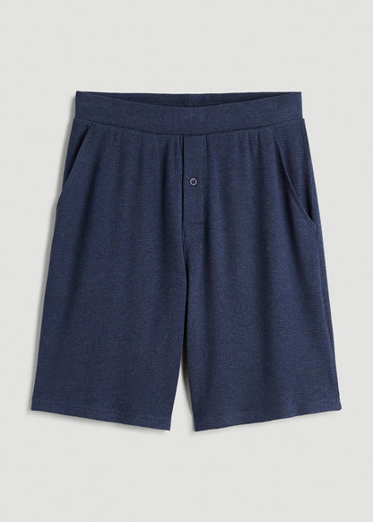 Waffle Lounge Shorts for Tall Men in Navy Blue
