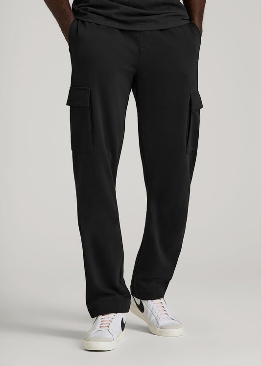 Wearever Fleece Straight Leg Cargo Sweatpant for Tall Men in Black