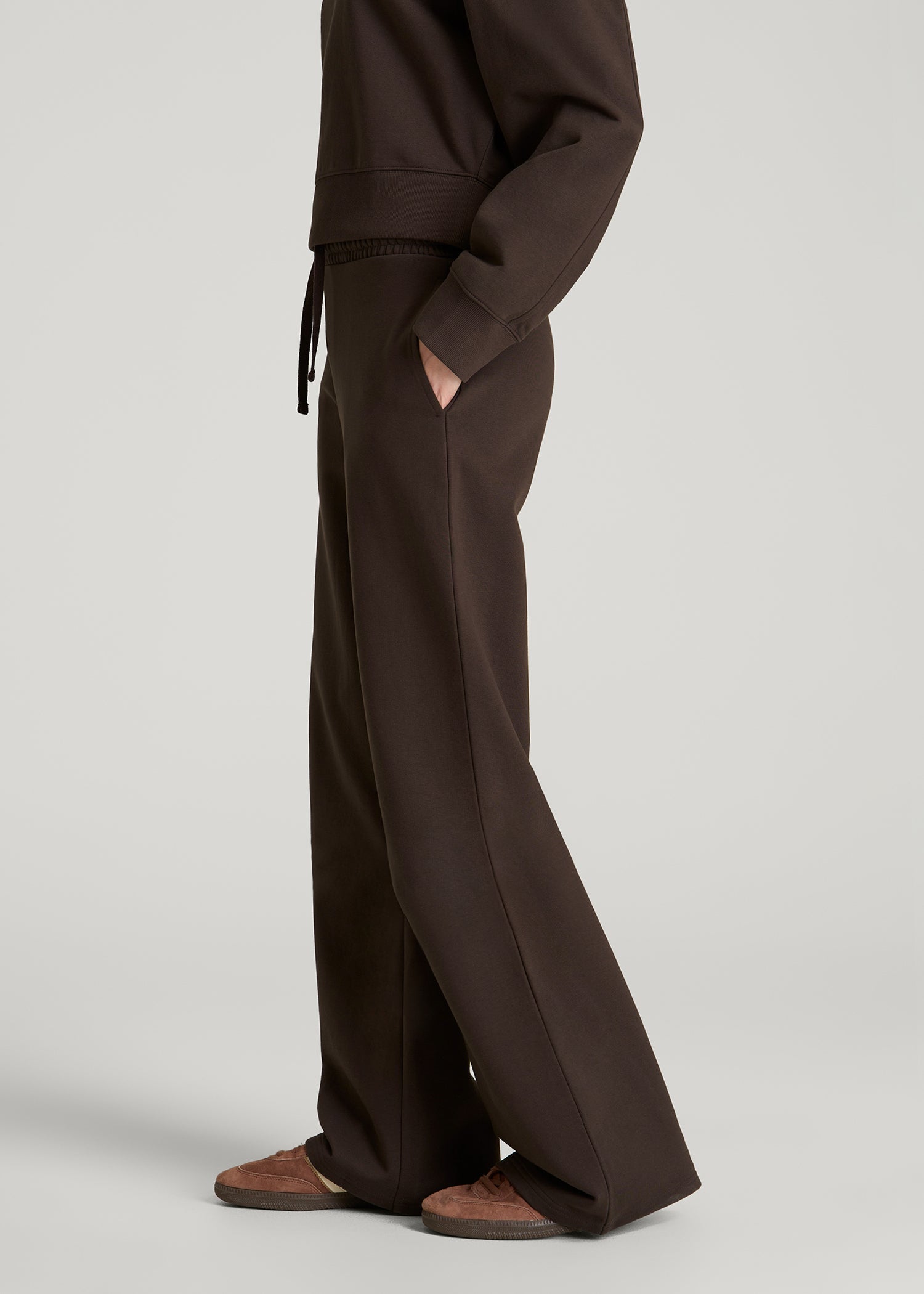 Everyday Terry Midrise Wide-Leg Pants for Tall Women in Espresso