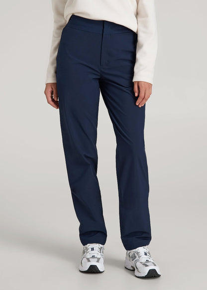 Pull On Fleece Lined Trouser Pants for Tall Women in Navy
