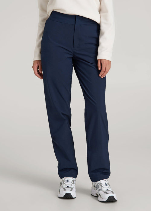 Pull On Fleece Lined Trouser Pants for Tall Women in Navy