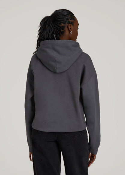 Garment Dyed Hoodie for Tall Women in Charcoal Rinse