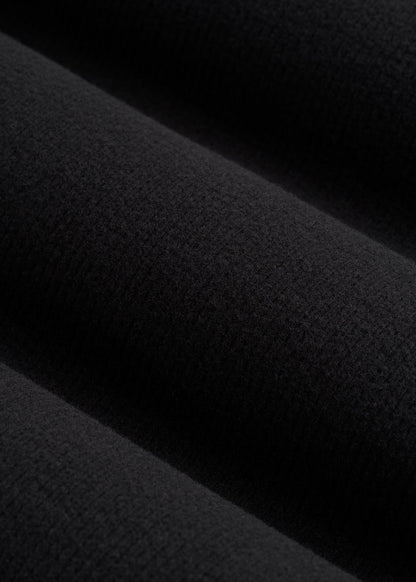 Long Sleeve Ribbed Crewneck Henley Shirt for Tall Women in Black