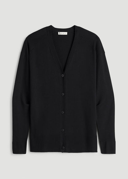 Linen Blend Knit Cardigan for Tall Women in Black