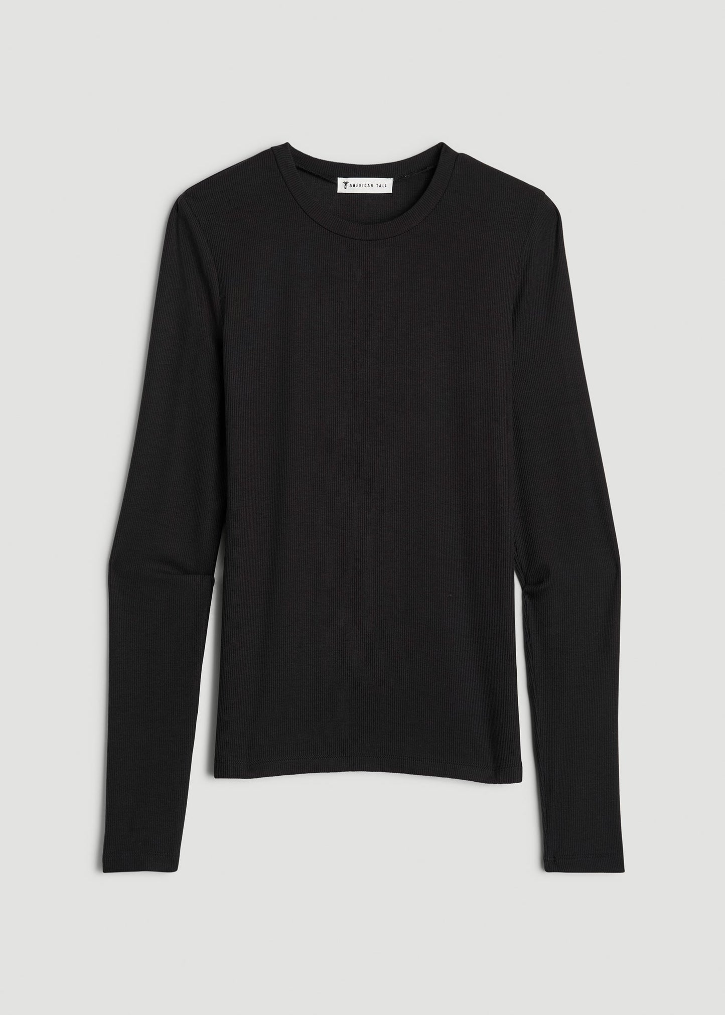 FITTED Ribbed Long Sleeve Tee for Tall Women in Black