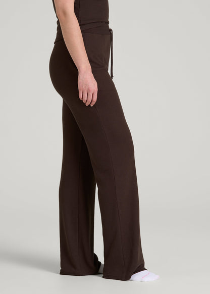 Open-Bottom Waffle Lounge Pants for Tall Women in Espresso