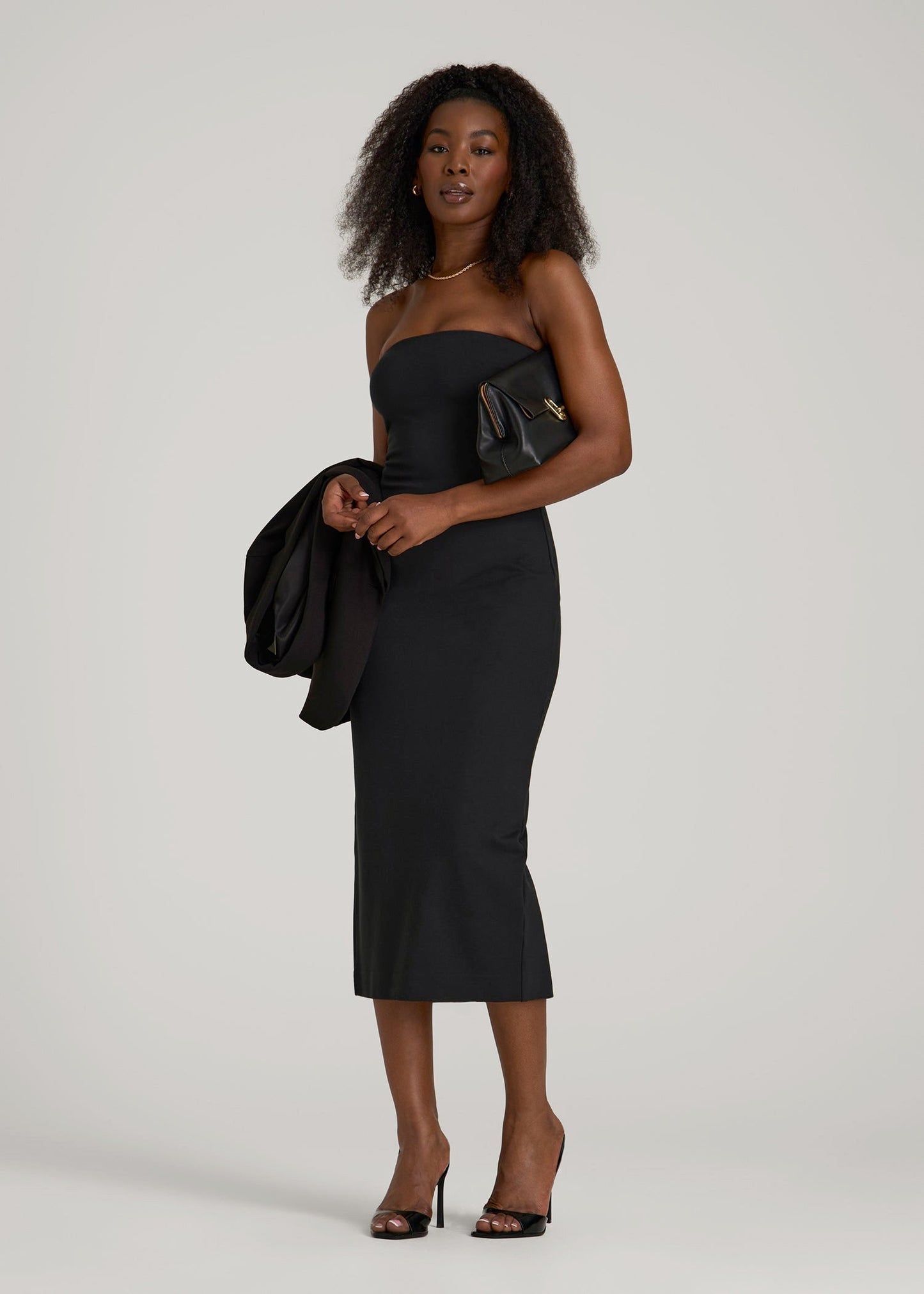 Flex Ponte Fitted Bustier Dress for Tall Women in Black