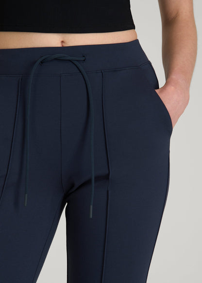 Flex Ponte Flare Pants with Drawcord for Tall Women in Navy
