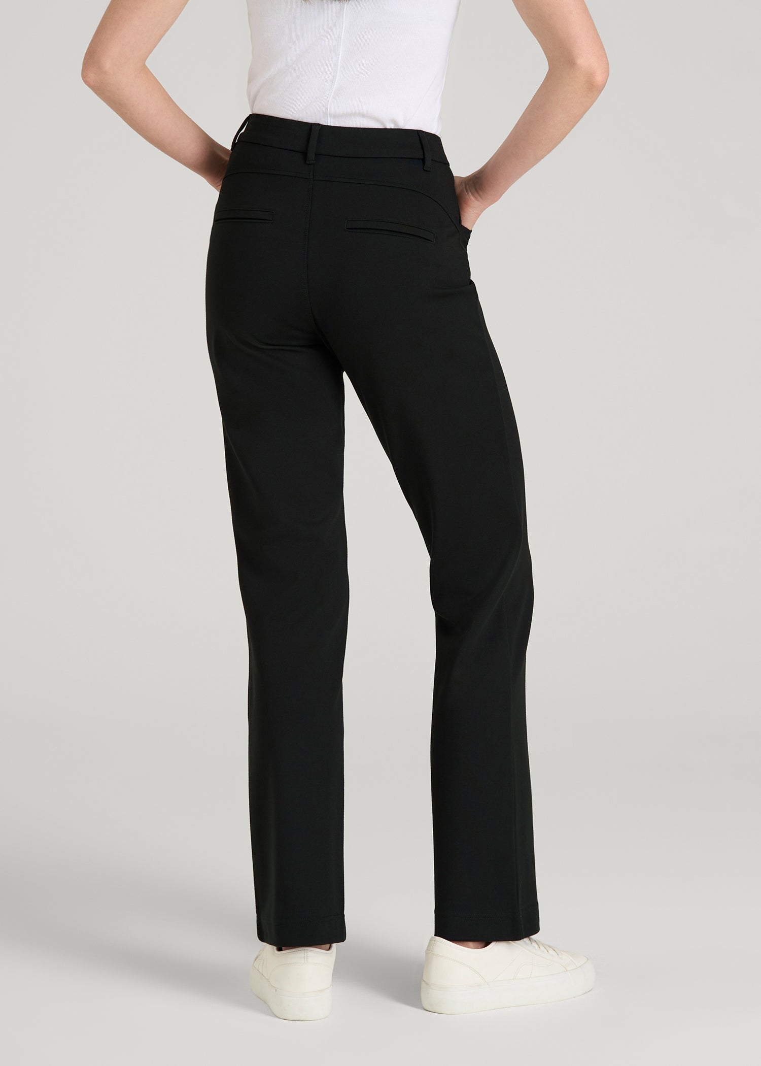 Flex Ponte Straight Leg Pants for Tall Women in Black