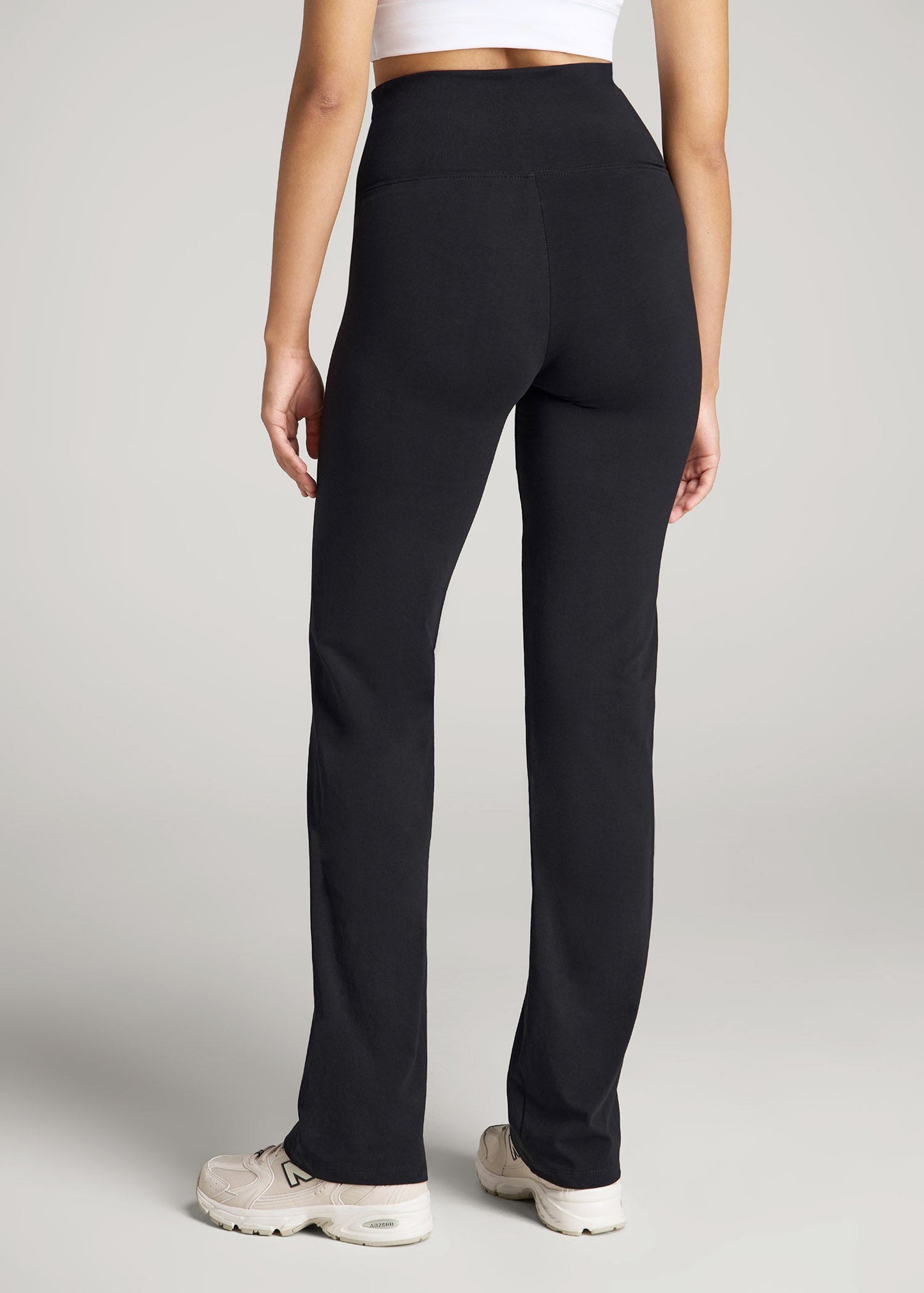 Women's Straight Leg Cotton Leggings for Tall Women in Black