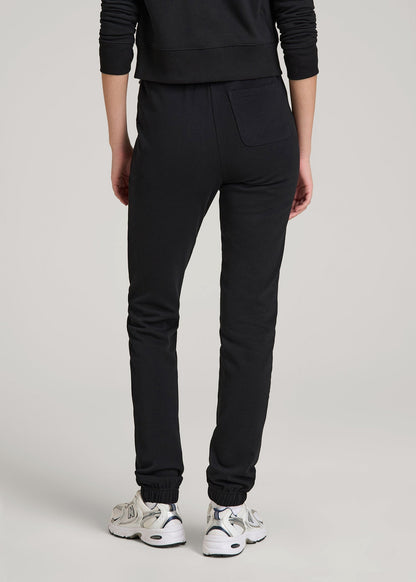 Wearever Fleece Slim Fit High-Waisted Garment Dye Sweatpants for Tall Women in Black