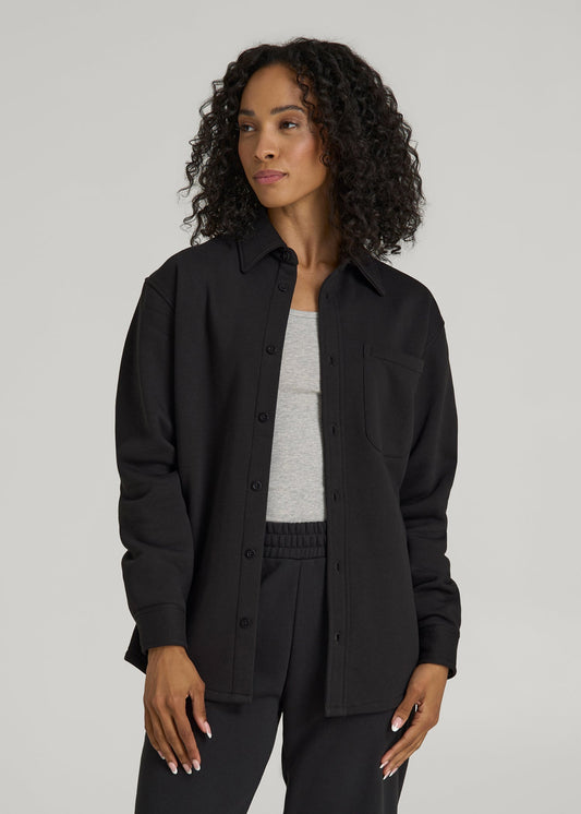 Wearever 2.0 Fleece Shacket for Tall Women in Graphite Black
